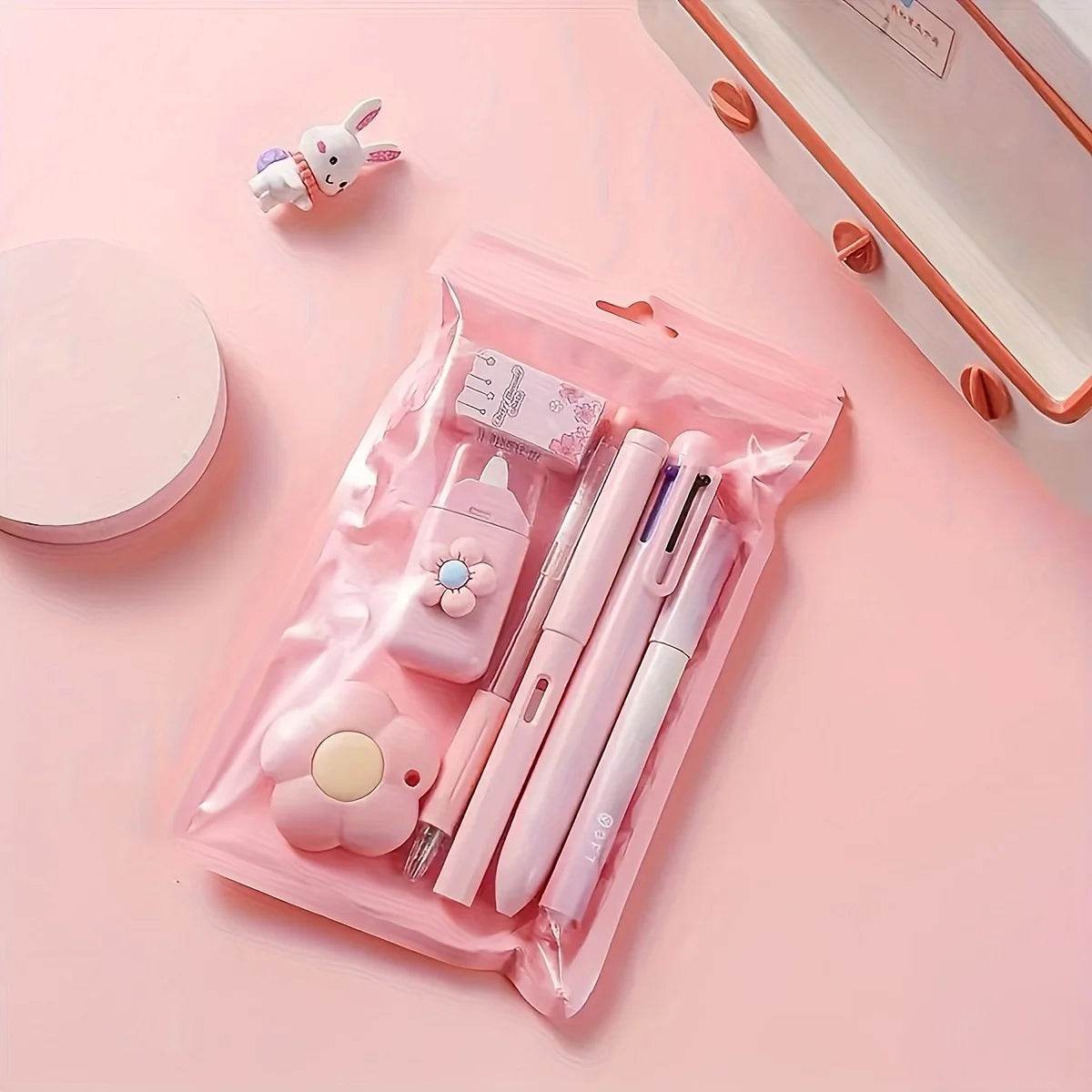 7pcs/set Cute School Supplies Gift Box - Durable and Diverse Stationery Set, Suitable for Students to Use - AIAZ