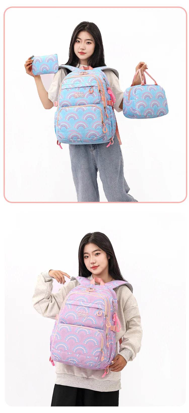 School Bags Girls Casual Travel Backpack Children Middle School Students Backpacks Business Oxford Waterproof Rucksack No Wheel - AIAZ