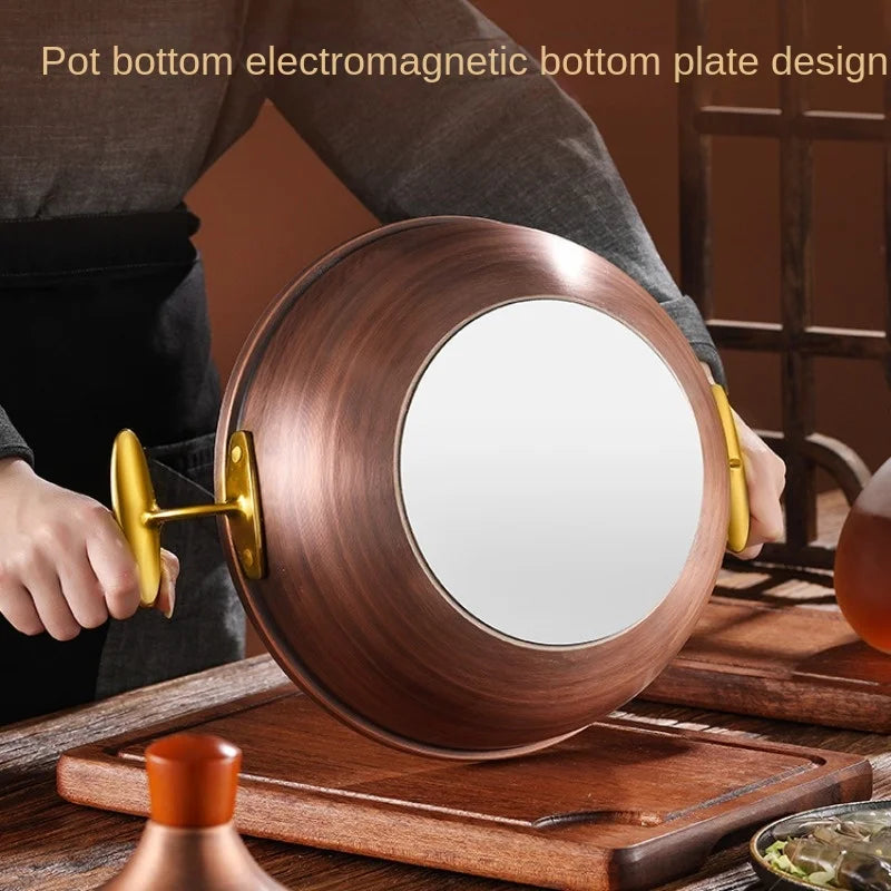 Hot Pot Pure Copper Moroccan Tagi Pot,Southeast Asian Soup Pot,Tom Yin Gong Hot Pots for Cooking,Thai Characteristics Tablewares