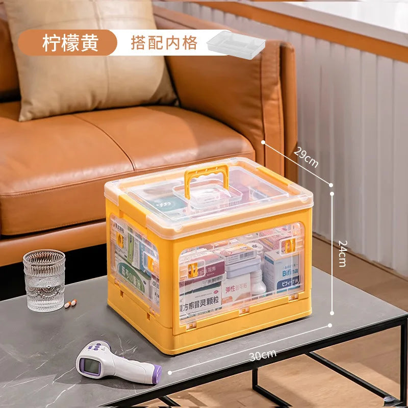 Medicine  Large Capacity Household Storage Box Transparent Emergency Medicine Box Foldable Multi-functional Sorting Box