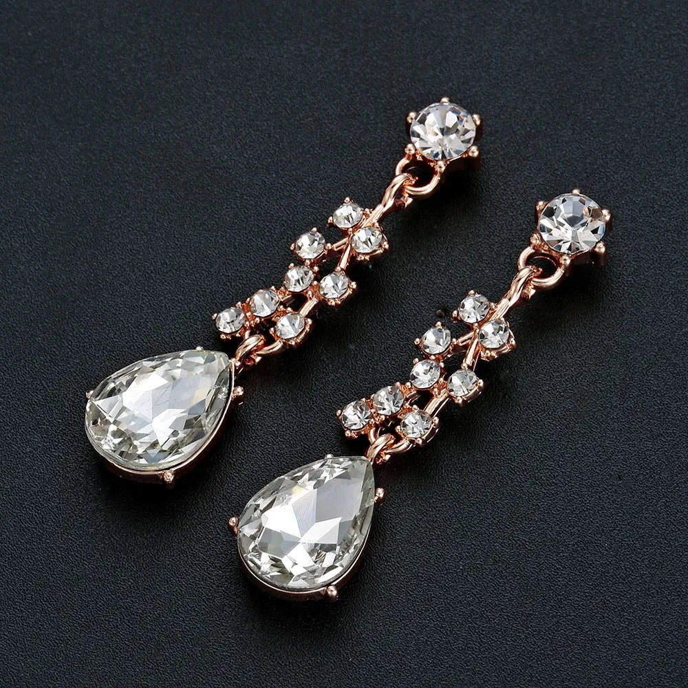 Fashion Crystal Bridal Necklaces Earrings Shining Elegant Rhinestone Jewelry Set Exquisite Necklace Earrings Set Banquet