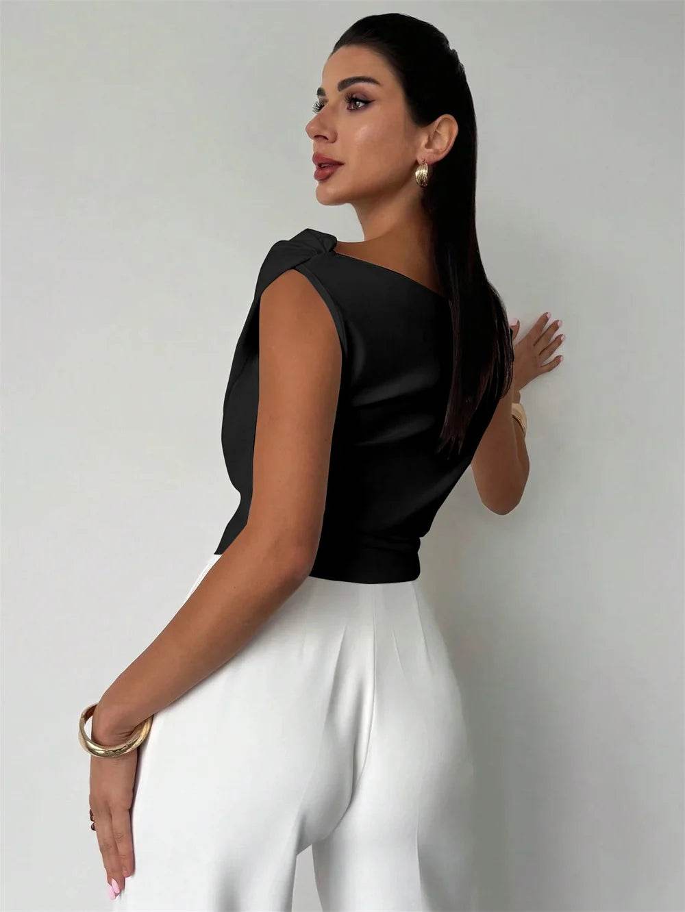 Fashion Tops Tee Woman Solid Sleeveless Shirts Ladies Camisas Mujer Summer Casual Sexy Blouse Shirt Women Clothing Blusas - AIAZ