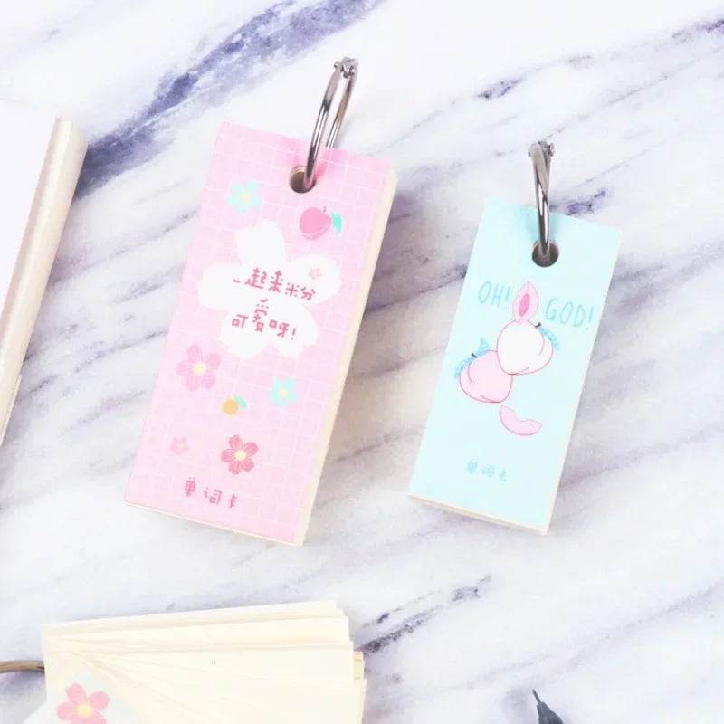 110 Sheets Lovely Mini Notebook School Supplies Stationery Vocabulary Writing Reciting Book Sticky Note Loose Leaf Memo Cards - AIAZ