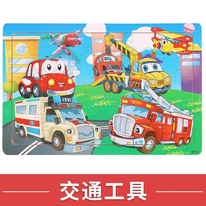 NEW Wooden 30pcs Puzzles Children Animal Dinosaur Cartoon Plane Puzzle Baby Early Education and Intellectual Building Block Toys - AIAZ