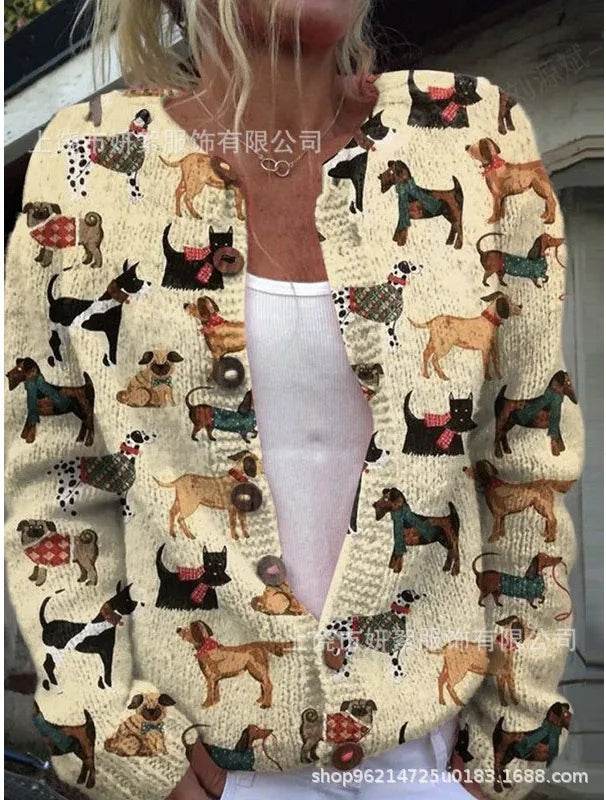 Women Cardigan Knitted Sweater Color Block Long Sleeve Plush Lining Jumper Cardigans Casual Streetwear Fashion Coat - AIAZ
