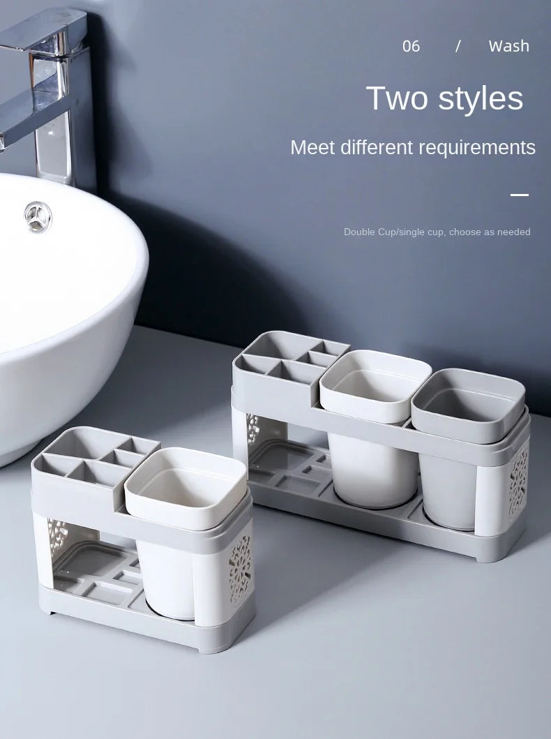 Washing Cup Toothbrush Holder Set Creative Family Couple Mouthwash Cup Home Dental Set with Two Cups Bathroom