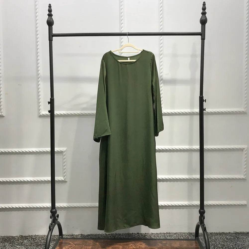 Fashion Sliky Djellaba Muslim Dress Dubai Full Length Flare Sleeved Soft Abaya Dubai Turkey Muslim Islam Robe WY921 - AIAZ