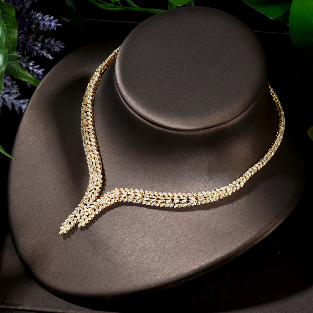 4pcs Bridal Zirconia Full Jewelry Sets For Women Party, Luxury Dubai Nigeria CZ Crystal Wedding Jewelry Sets