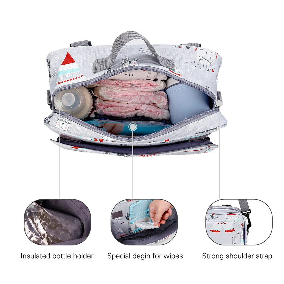 Women Multi-functional Messenger Bags Outdoor Waterproof Stroller Hanging Bag Baby Diaper Bags Adult Casual Cartoon Shoulder Bag