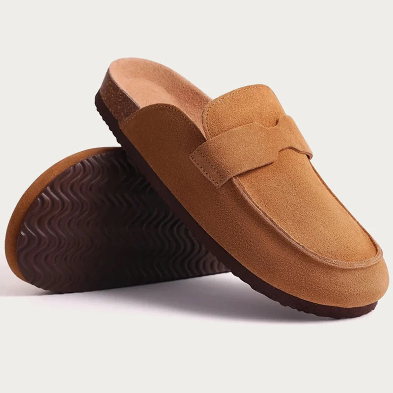 Smile PoP Cork Suede Clogs Slippers For Women Men Clogs Shoes Classic Cork Antislip Outdoor Slippers With Arch Support Mules