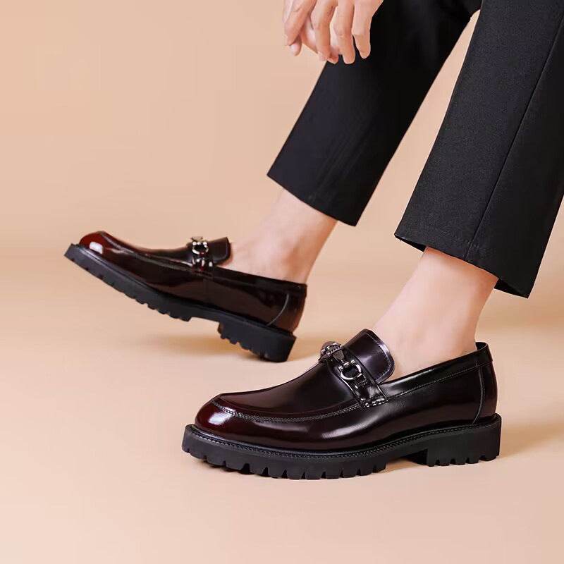 Men's Business Formal Leather Shoes Man Casual Leather Shoes Loafers Casual Business Wedding Shoes for Men Round Toe Slip-On - AIAZ