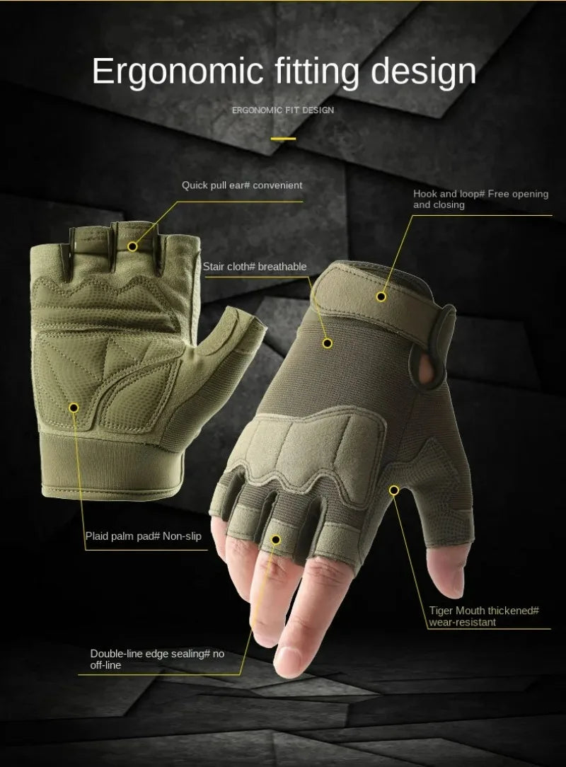 Tactical Gloves for Men and Women Half Finger Outdoor Mountaineering and Cycling Wear-resistant Breathable Riding Gloves