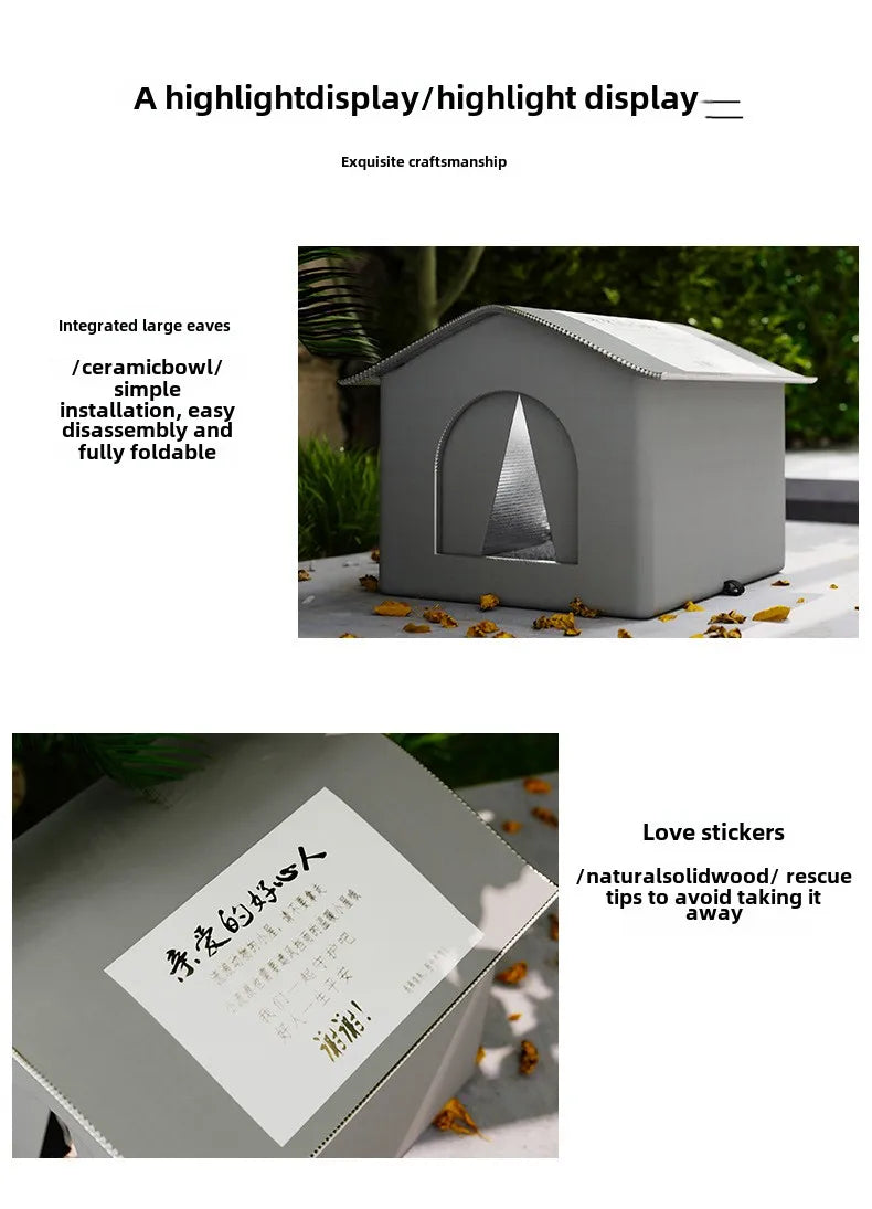 Stray Cat dog House Waterproof Outdoor Winter Warm Pet Cave Sleeping Beds Home Foldable Washable for Small Dog Puppy Supplies