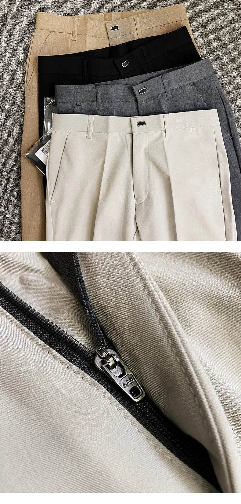 Men Suit Pants Formal Trousers Pantalone Hombre Stretch Slim Solid Color Casual Dress Full Length Pants Fashion New Men Clothing - AIAZ