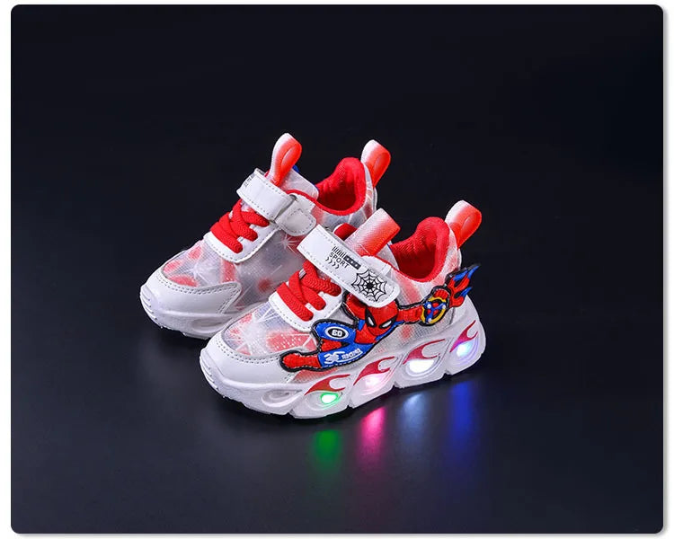 Disney Fashion Spiderman Baby Boys Sneakers Spring/autumn Children's Shoes Lighted Sneaker Trendy Kids Boy Sports Casual Shoes
