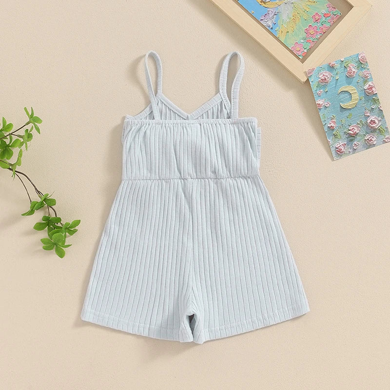 Pudcoco Infant Kids Baby Girl Ribbed Jumpsuit Summer Cute Bow Sleeveless Romper Shorts for Newborn Toddler Cute Clothes 6M-4T