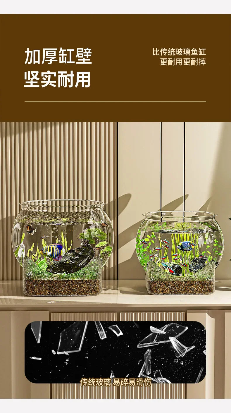 Plastic Sturdy Nicely Betta Fish Bowl Small Aquariums for Small Ornamental Fish and Reptiles High Transparency Glass Good View