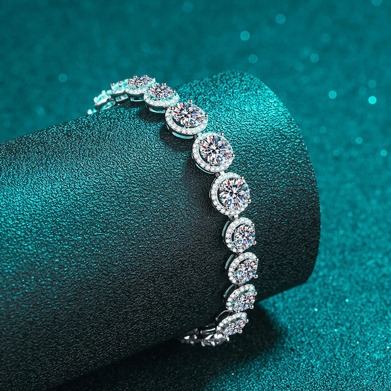 NeeTim D Color Moissanite Tennis Bracelet 925 Sterling Silver with White Gold Plated Shiny Bracelets Chian for Women Wholesale