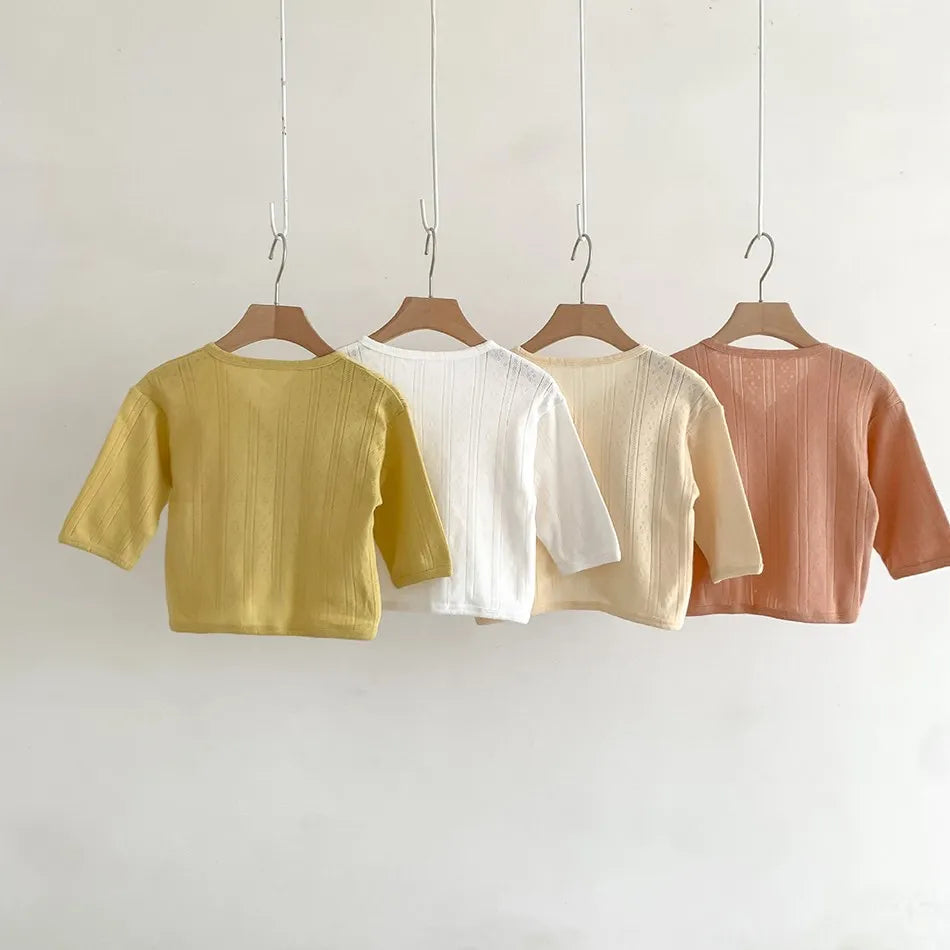 Kids Clothes Toddler Summer Jacket Infant Korean Casual Tops Boys Girls Lightweight Long Sleeve Outerwear Solid Color Cardigan