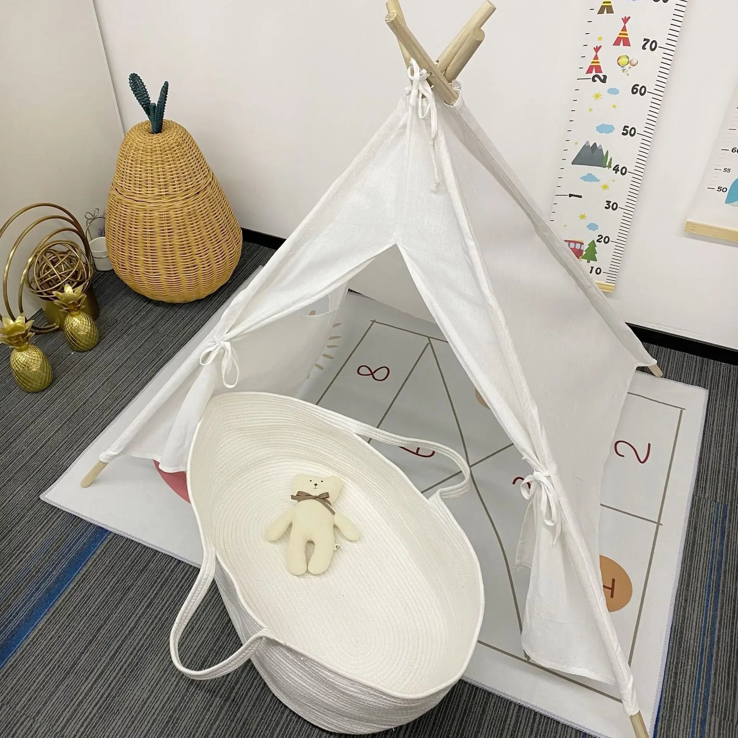 Ins Newborn Hand Basket Cotton Rope Woven Crib Baby Cradle Portable Outdoor Sleeping Infant Accessories Photography Props Gifts