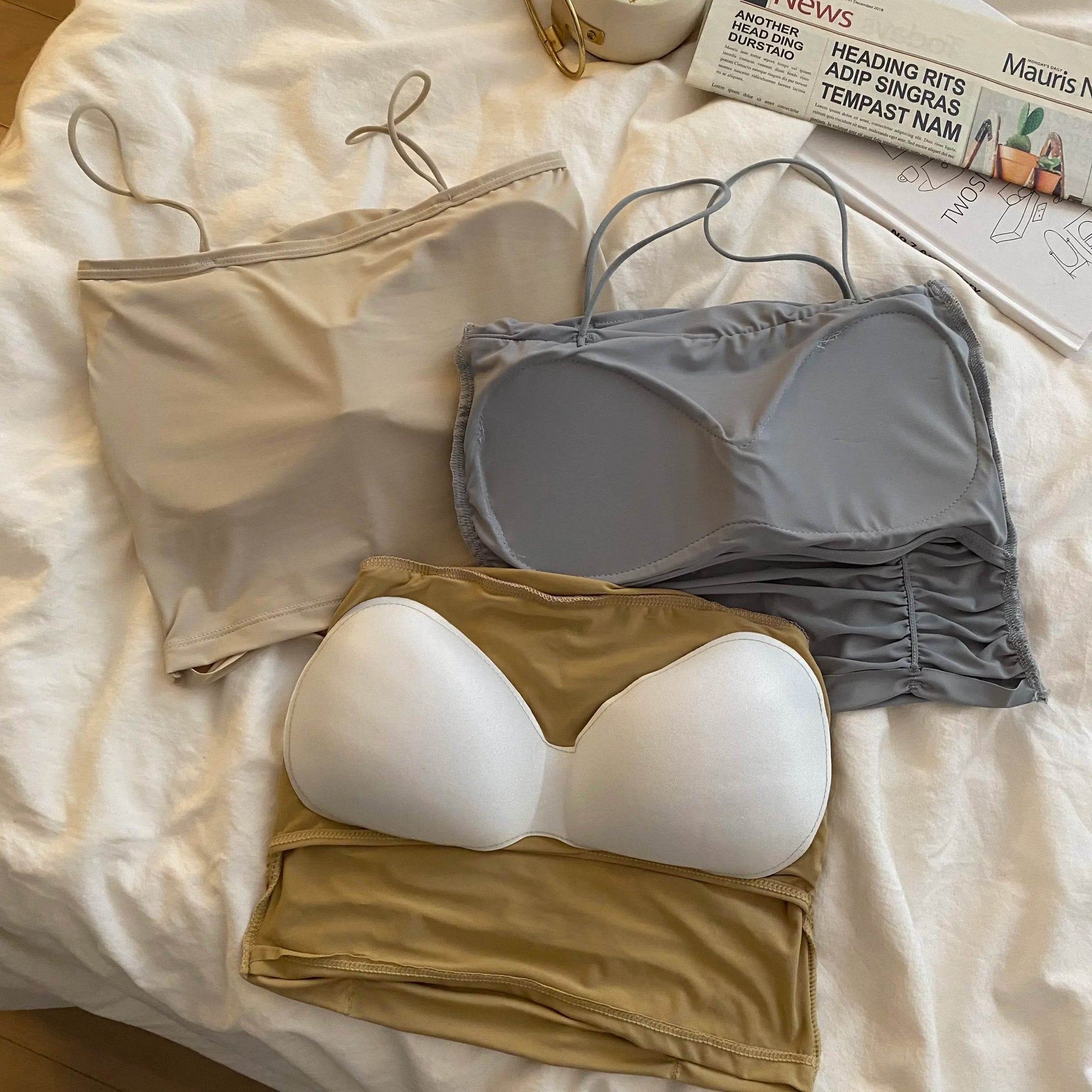 Women Crop Tops Sexy Tank Top For Lady Summer Tube Tops With Cups Female Underwear Lingerie Woman Clothing Girls Camisole Vest - AIAZ