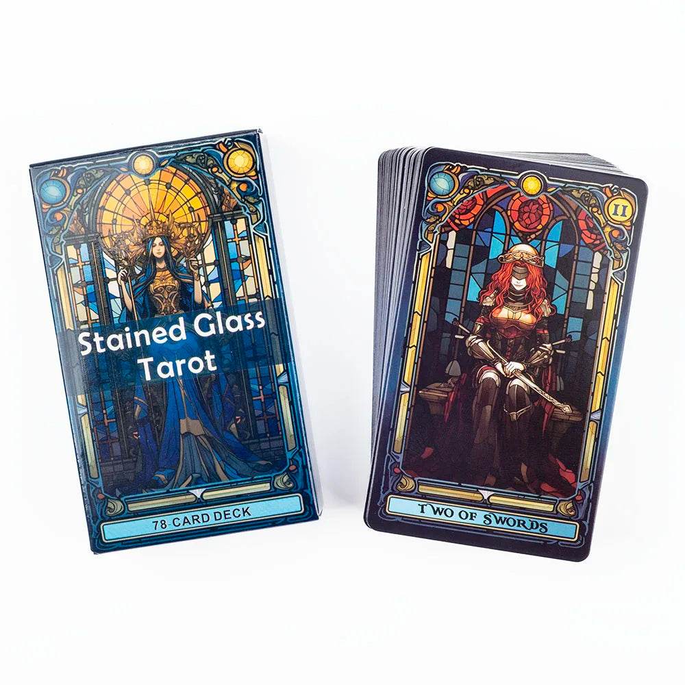 Stained Glass Tarot A 78-Card Deck Leisure Entertainment Game Card Family Gathering Divination Board Playing Games 10.3*6Cm - AIAZ