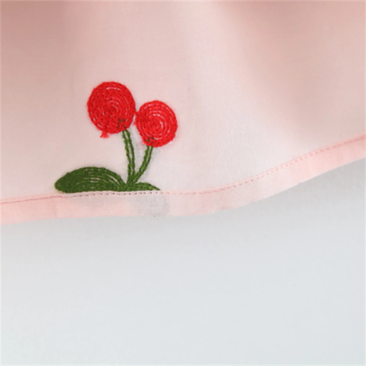 Summer Baby Girl Dress Girl's Cherry Embroidered Round Neck Small Flying Sleeves Princess Dress Children's Dress