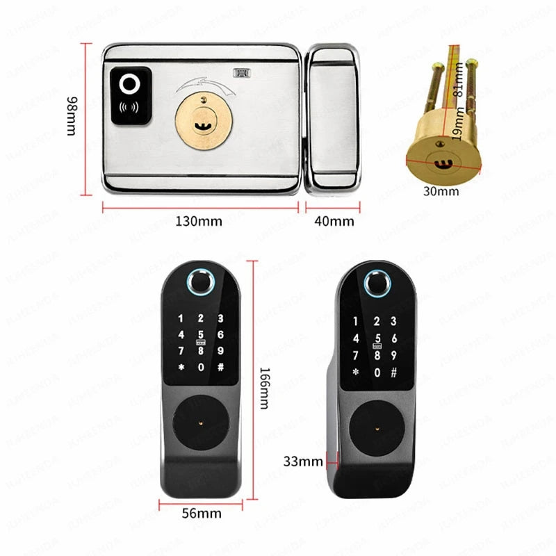Security Home Gate Door Keys Entry RFID Card Code Password Tuya Wifi TTlock Smart Door Lock Digital Double Side Fingerprint Lock