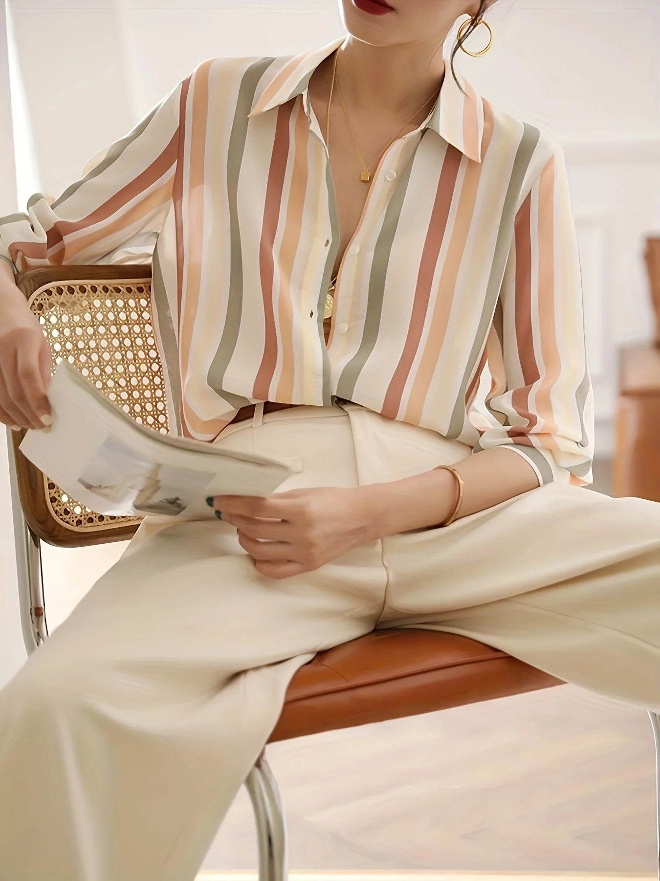 New Arrival Women Blusa Mujer for Spring Autumn Fashion Trendy Print Ladies' Button-Down Shirt for Work and Casual - AIAZ