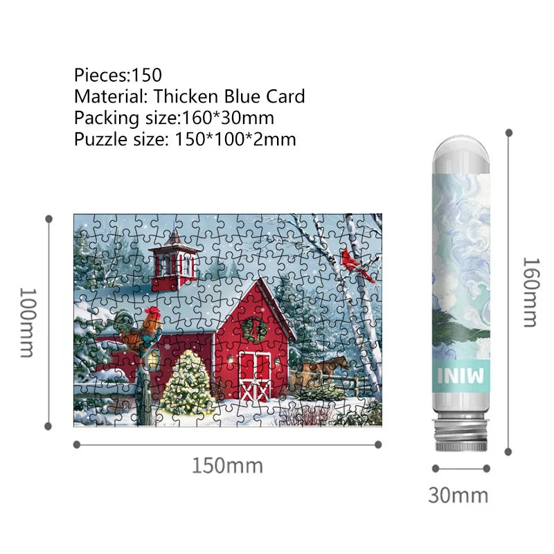 150PCS Mini Test Tube Jigsaw Puzzle Decompression Toys Fidget Toys Famous Painting Puzzle for Aldult Family Game Educational Toy