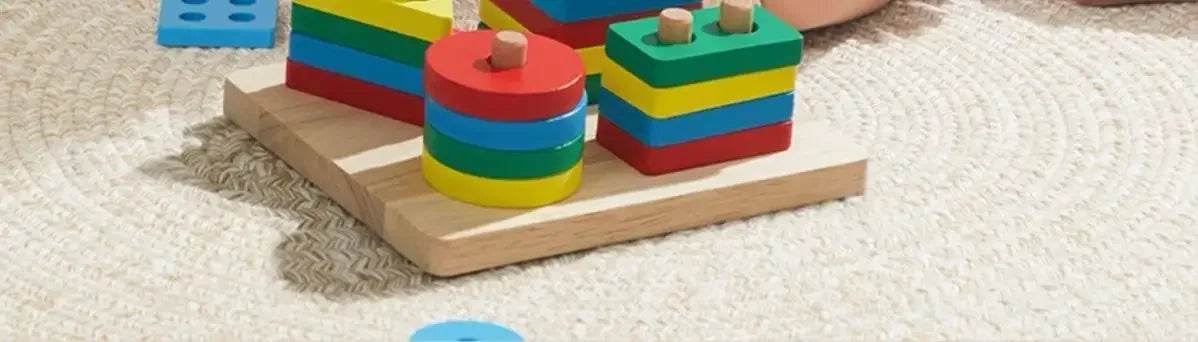 For montessori educate Wooden Sorting Stacking Toys Puzzle for Toddlers and Kids Preschool Fine Motor Skill Toy for 1 Years - AIAZ