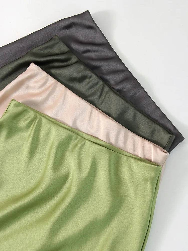 Long Satin Skirts For Women Summer High Quality Skirt With Slit On The Side Silk Elegant Black Maxi Luxury Women's Skirts 2025 - AIAZ