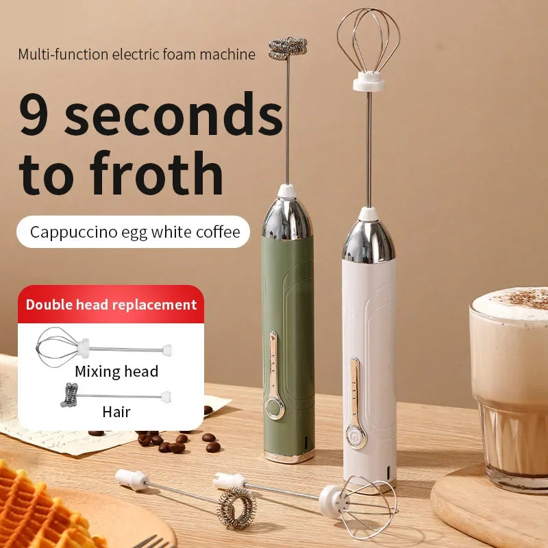 Wireless Type-C Rechargeable 3-speed Mini Handheld Milk Frother Coffee Frother Portable Kitchen Cooking Tools Whisk Foam Blender
