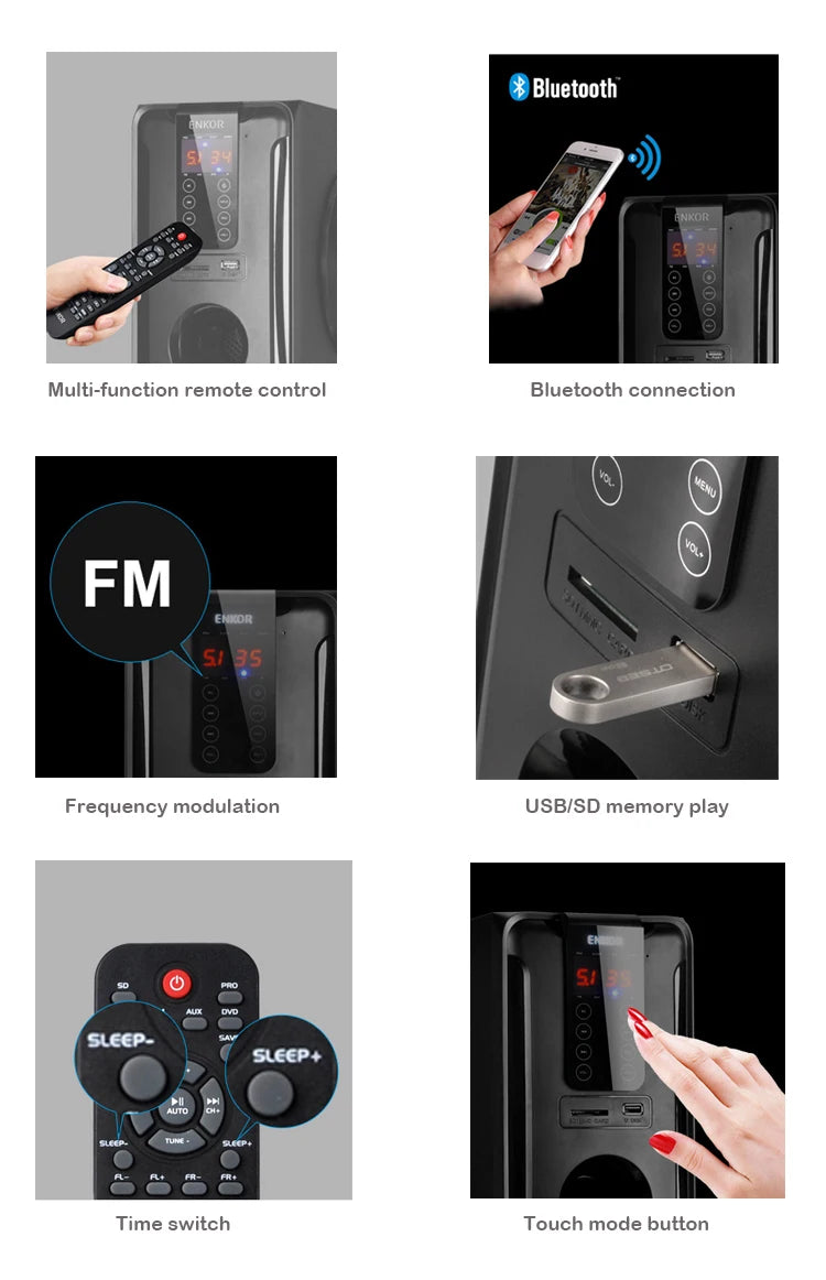 5.1 Floor-Standing Multimedia Sound Box Home Theater System 3D Surround Subwoofer 60W TV Bluetooth Speaker With Remote Control