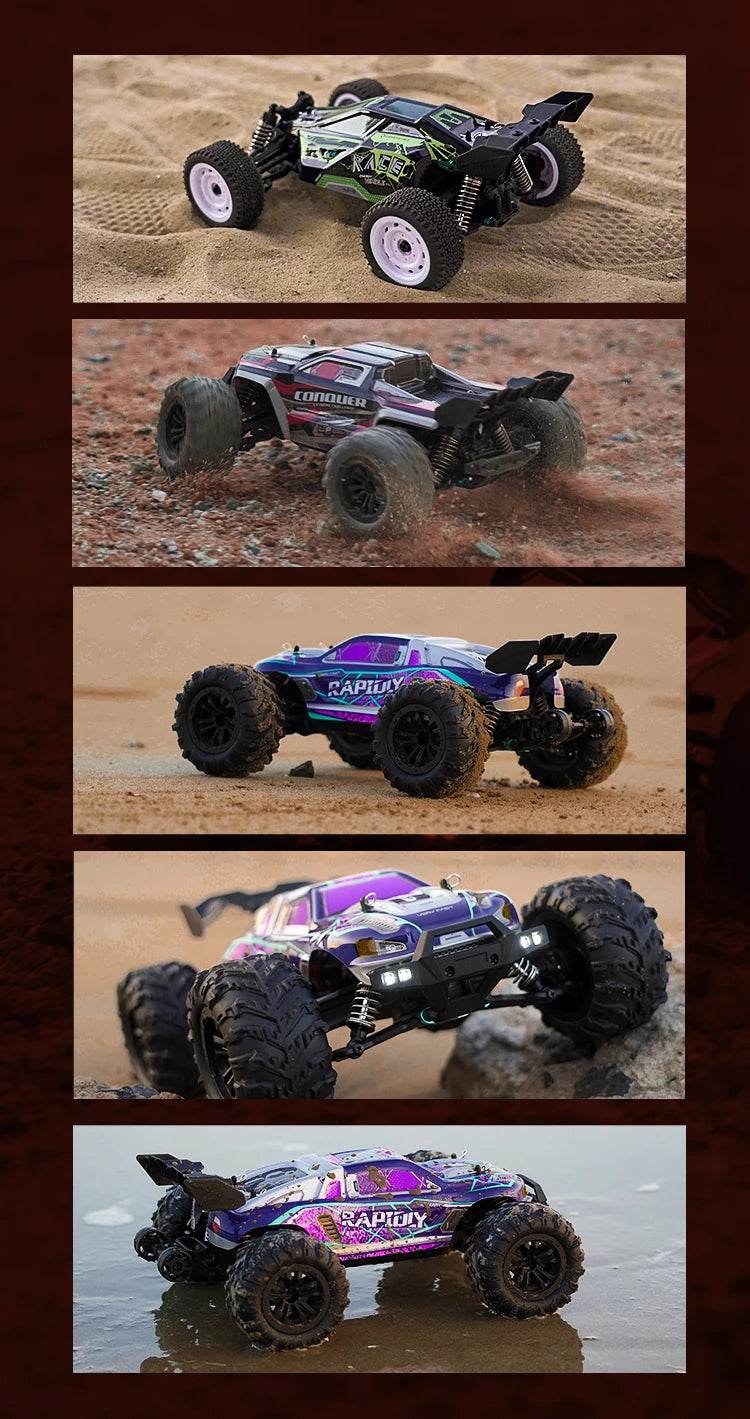 1:16 4WD RC Car 70KM/H Or 50KM/H With LED Remote Control Cars High Speed Drift Monster 4x4 Truck for Kids vs Wltoys 144001 Toys - AIAZ