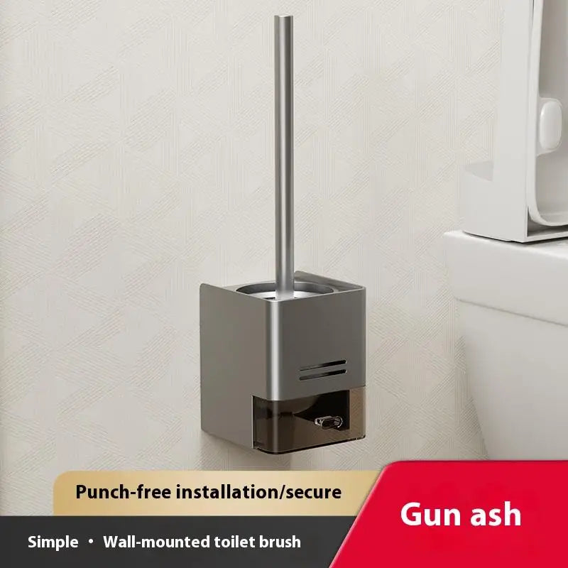 Bathroom Toilet Brush Holder Cleaning Tools Space Aluminum Wall Mounted No Drill Vertical Toilet Brush Bathroom Accessories