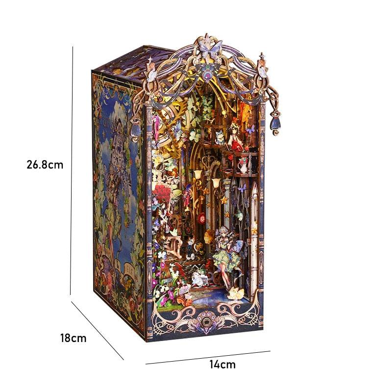 DIY Book Nook Kit Miniature Doll House With LED Light 3D Puzzle Model Building Wooden Bookshelf Bookend Toy Adults Birthday Gift - AIAZ