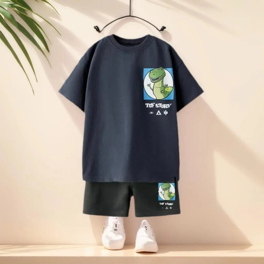 2pcs Summer Child Costume Toy Story Tshirt+shorts Set Casual Sports Clothes Trendy Short Sleeve Outfits Outer Wear For Kids Boy