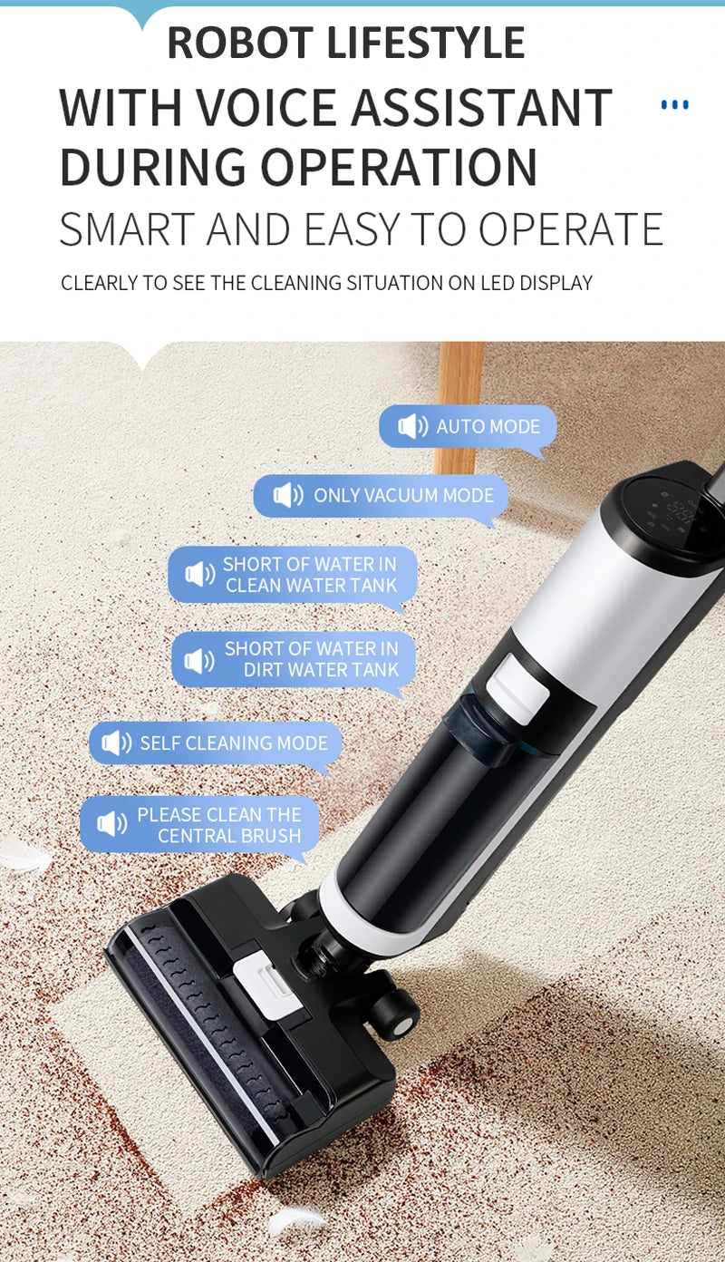 Cordless Vacuum Cleaner for Wet And Dry Cleaning RL8Pro, Smart Washing for Home Multi Surface Floor,14000Pa, Self-drying