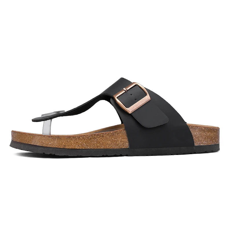 Men's Flip Flops Microfiber Leather Cork Slippers Clogs Outdoor Beach Casual Shoes Chanclas Hombre Durable Non-Slip Luxury Shoes