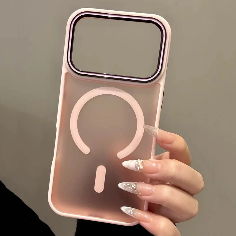 Luxury Matte Magnetic for Magsafe Phone Case for iPhone 17 Pro Max 17 Air Metal Lens Frame Cover for iPhone 16 13 14 15 Pro Max