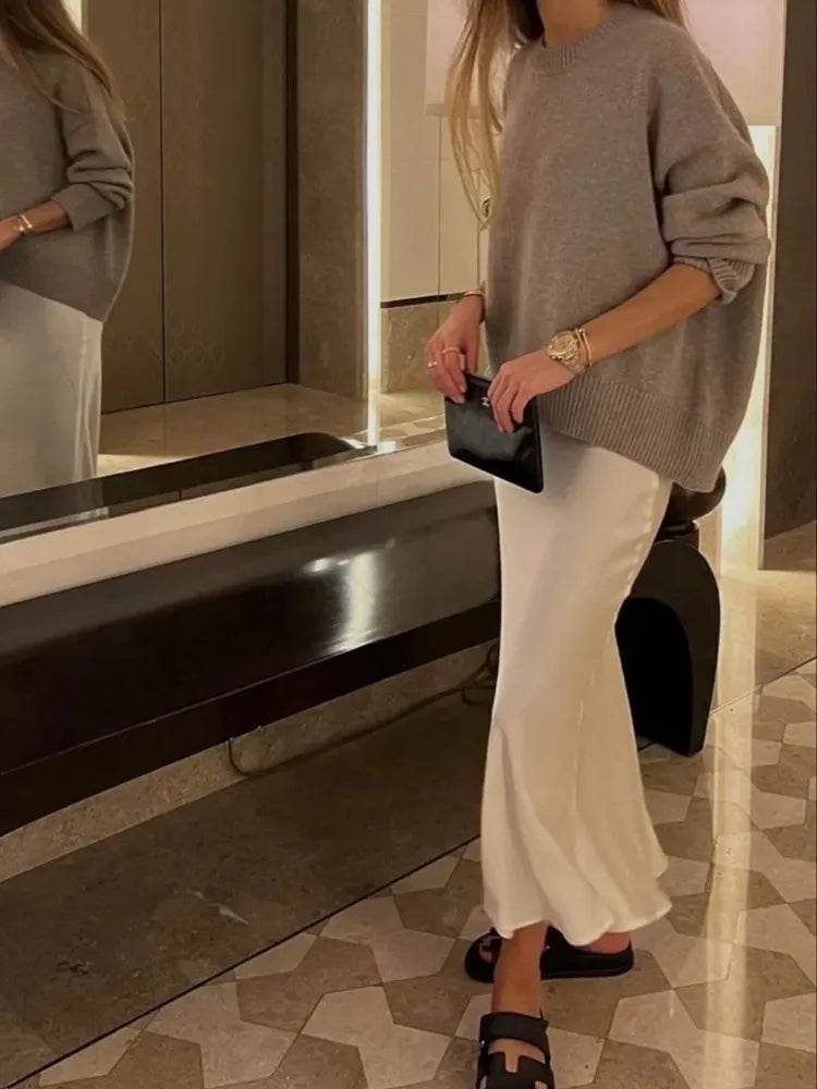 MUJER Woman 2025 Satin Skirt Women High Waist Long Skirts For Women Summer Black Midi Skirt Woman Office Elegant Women's Skirts - AIAZ