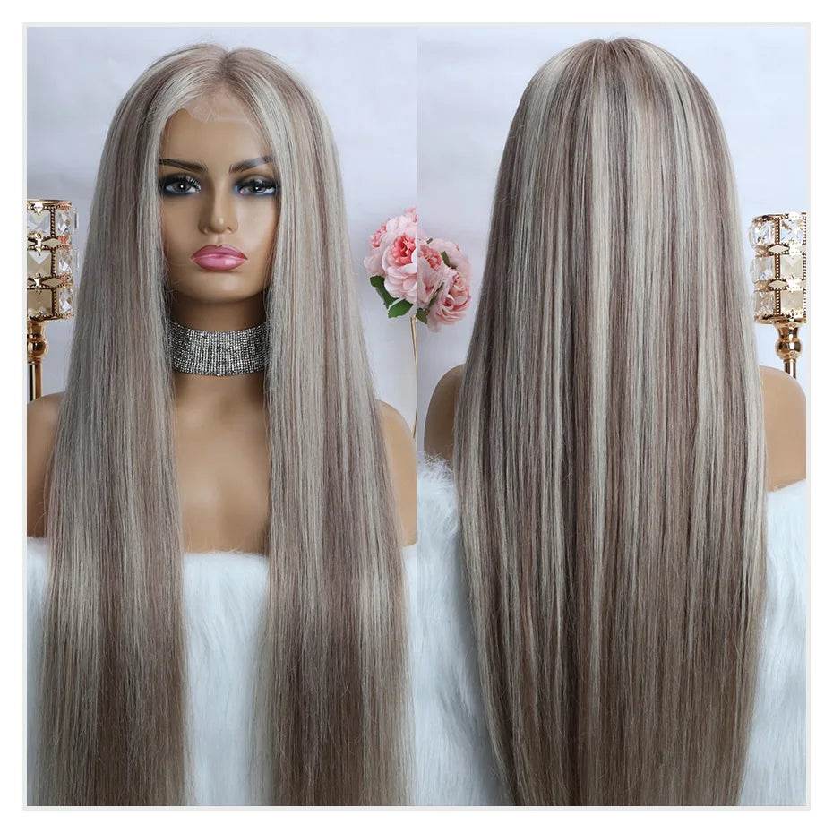 Ash Blonde Wig Highlight 13x6 Hd Lace Frontal Wigs Straight Vietnamese Raw Hair Wig 613 Blonde Colored Human Hair Wigs For Women - AIAZ