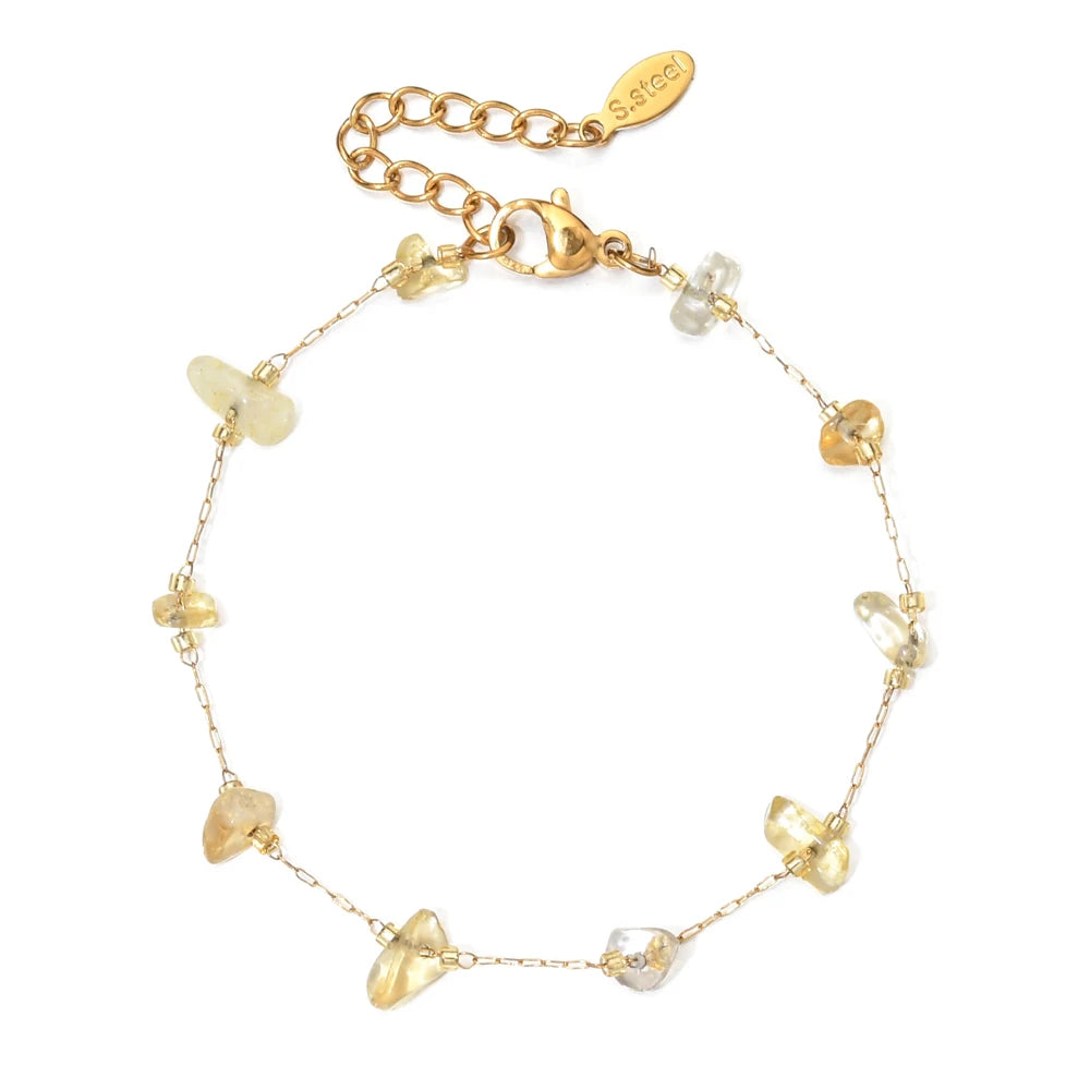 Irregular Natural Stone Stainless Steel Chain For Women Gilrs Gold Color Bracelet Femme Summer Jewelry Gift Adjustable for Women