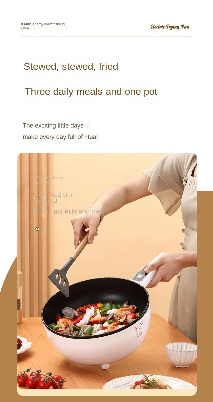 Electric fryer for household use, large capacity intelligent stir frying, multifunctional non stick pan, electric fryer