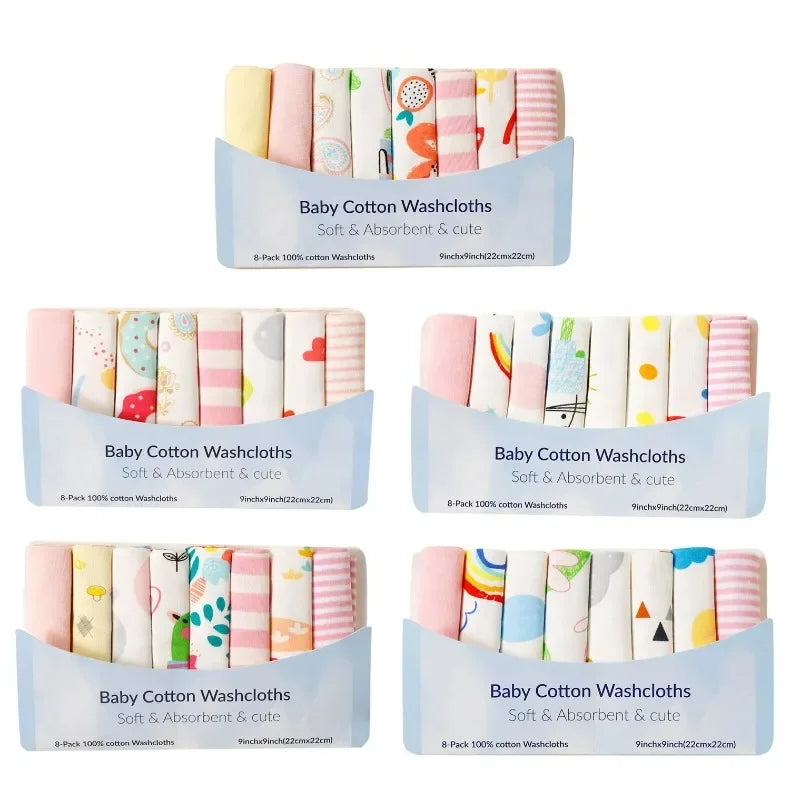 5/8 Pcs Cotton Newborn Baby Towels Set Saliva Towel Nursing Towel Baby Boys Girls Bebe Toalha Washcloth Handkerchief Cloth Wipes