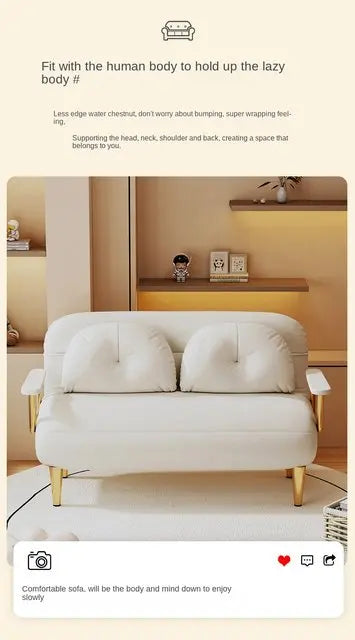 Folding Sofa Bed Dual Use Single Small Unit Balcony Living Room Multi Functional Clouding Stretching Relaxing Sofa Two Seat