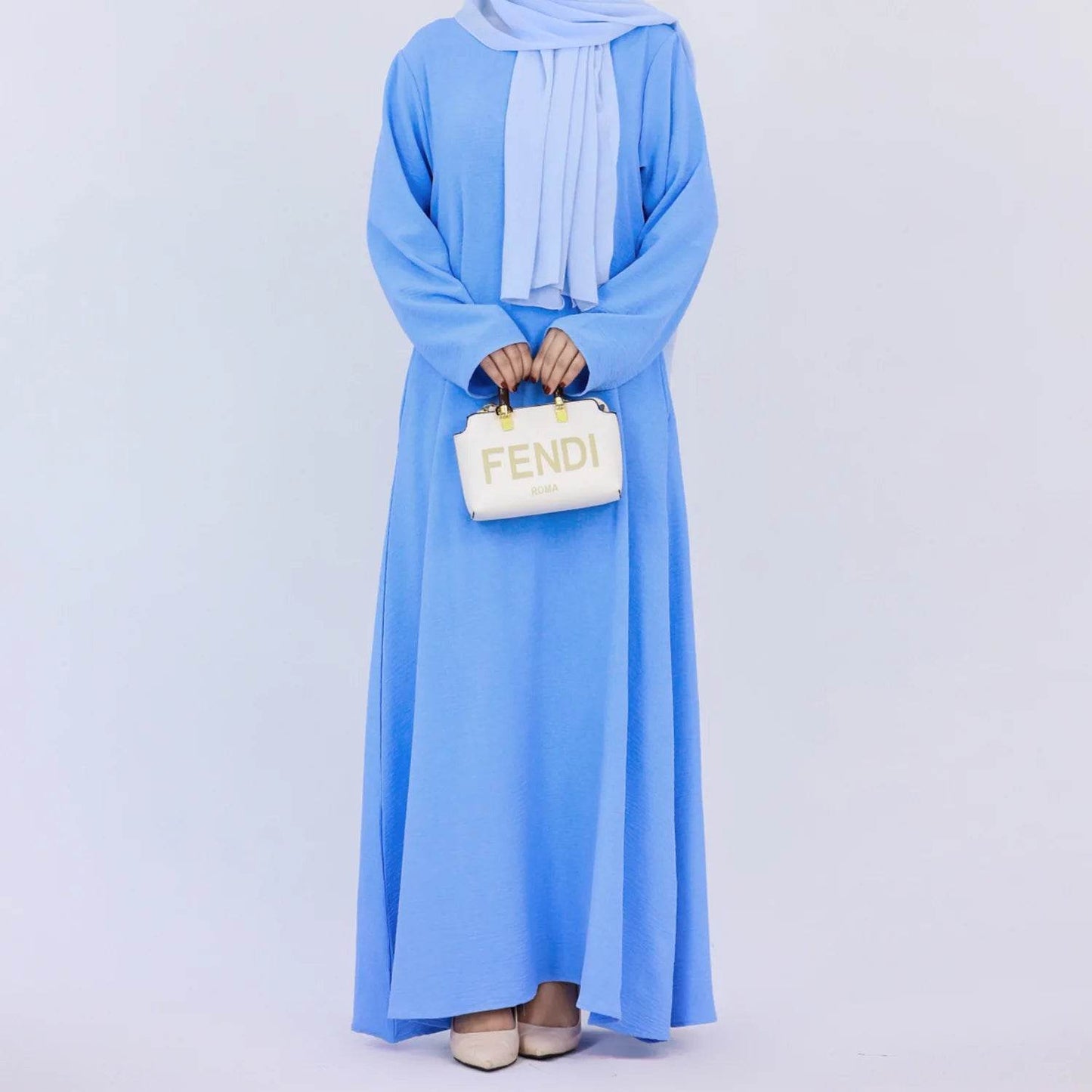 2025 Fashion Simple Muslim Dress Solid Abaya Arab Turkey Dubai Kaftan Modest Long Sleeve Maxi Dress Islamic Clothing LR593 - AIAZ