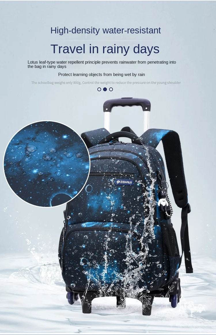 Children School bag with wheels school backpack On wheels School Trolley backpacks bags for boys wheeled School Rolling backpack - AIAZ