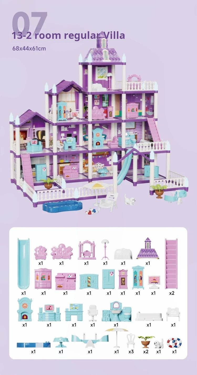 3D DIY Fantasy Princess Castle Villa Assembly Doll House Set Toys, Girls Home Toys & 3D Kids Toys - AIAZ